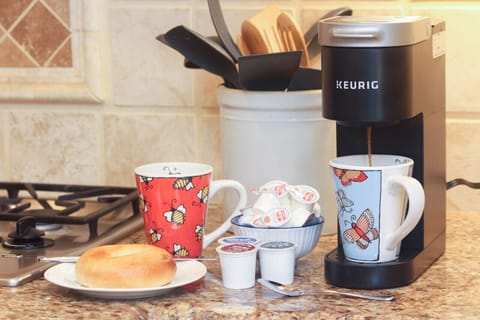 Brew up a fresh cup of coffee on the Keurig coffee maker each morning!