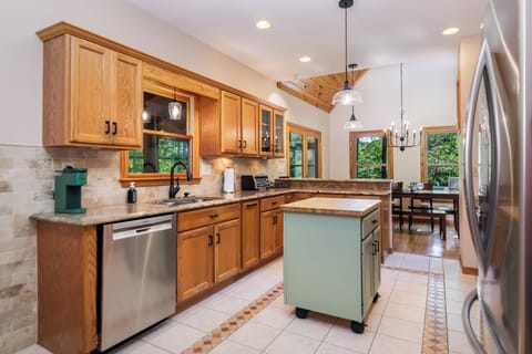 We have a fully stocked kitchen if gourmet meal prep is on your agenda.