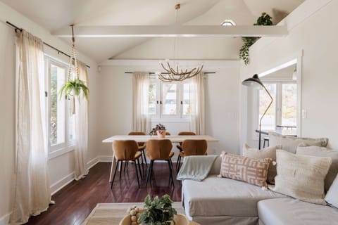 Open living room and dining room space