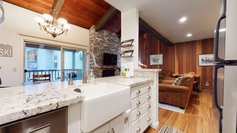 Kitchen with toaster, drip coffee maker, blender, and more