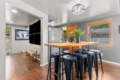 The dining area has lots of natural light!