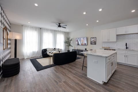 Open concept living room with comfortable seating