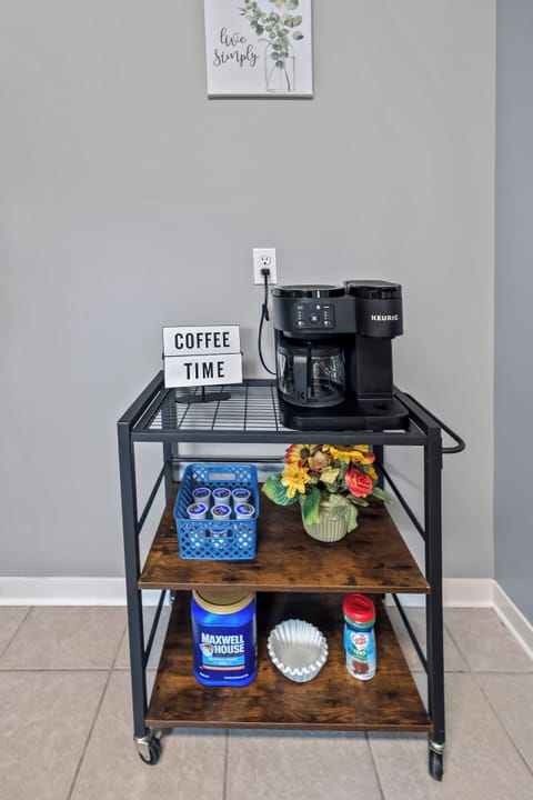 Coffee cart! Dual Keurig for K-Cups and 12 cup coffee pot. K-cups and coffee!