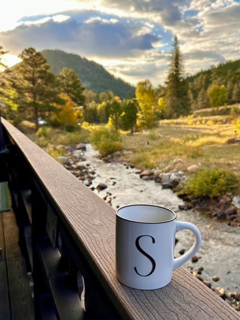 Fall River and gorgeous mountain views right from the second floor private deck.