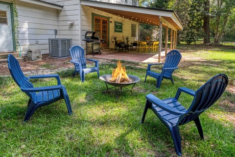 Backyard patio with firepit