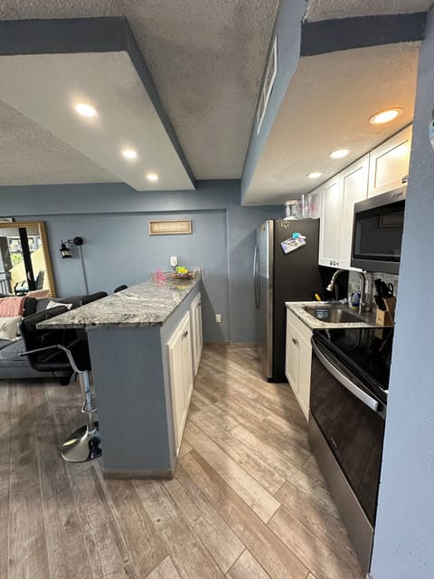 View of the kitchen from the coffee bar