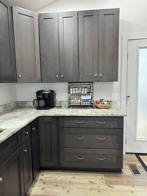 Keurig plus regular coffee maker. We also have a tea kettle and French press