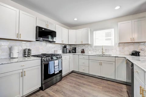 Kitchen with stainless steel appliances