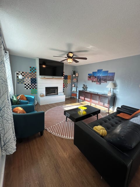 Living room with fireplace