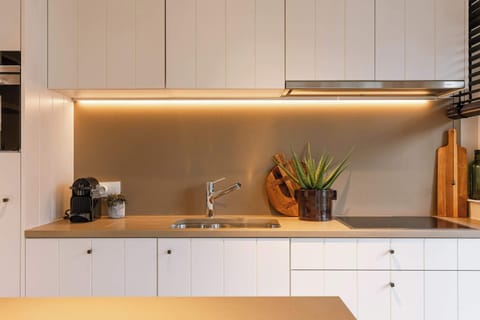 Fully equipped open kitchen with direct access to the balcony 