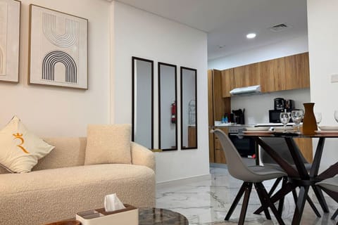 A chic and inviting living room designed for both relaxation and entertainment.