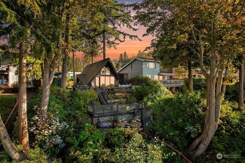 Birch Bay Frame overlooks the pay with private stairs to the beach. 