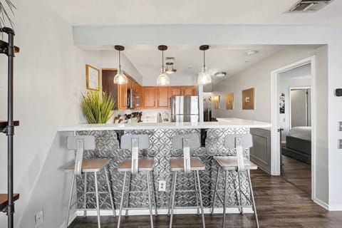 Sleek counter seating for 4