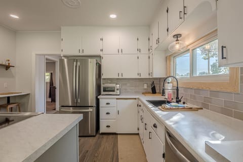 A chef’s dream: stainless steel appliances, ample storage, and sleek countertops.