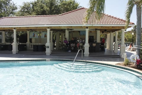 2 Huge swimming POOLs with loungers, umbrellas and tables