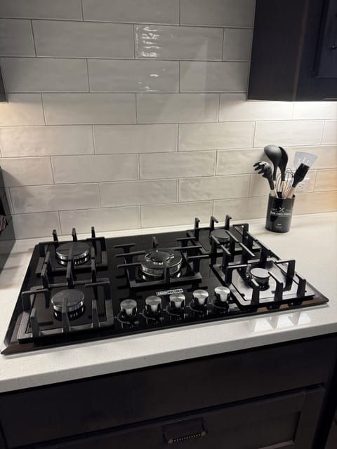 Luxury range with sparkling subway tile