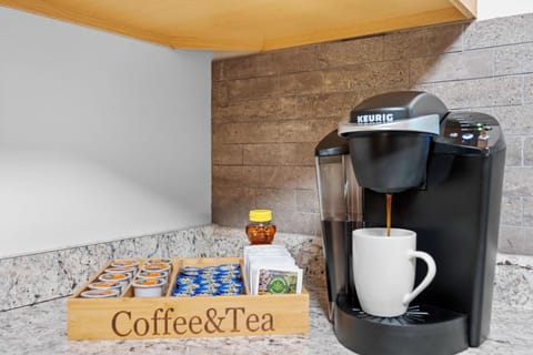 Complimentary coffee and tea provided.