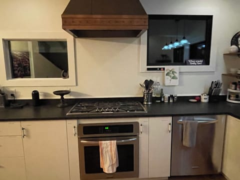 Thermador gas stove and oven, dishwasher, air fryer, toaster oven, microwave