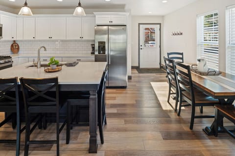 Bright kitchen and dining area