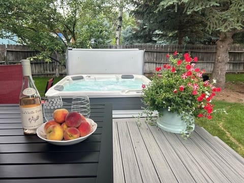 Sunny South facing deck with hot tub