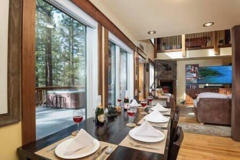 Have a delicious meal on our huge wooden dining table