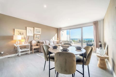 Dining table and living room