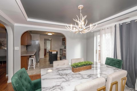 Gather for meals together at the dining table, with seating for 6