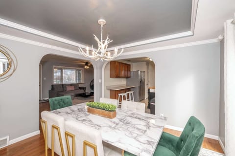 Gather for meals together at the dining table, with seating for 6