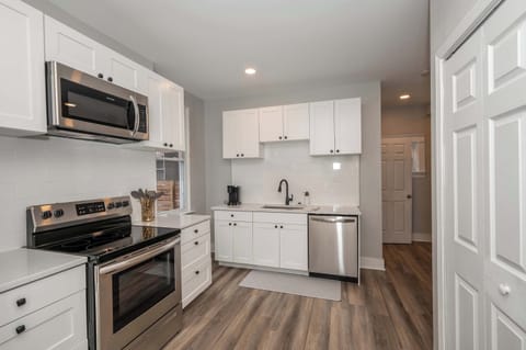 The kitchen is spacious & well equipped for your visit to Covington