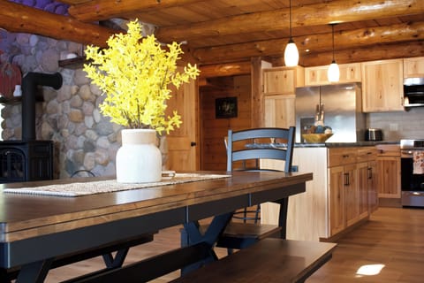 Have a seat at the table, just off the kitchen.