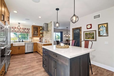 The updated kitchen is spacious & offers all the comforts of home