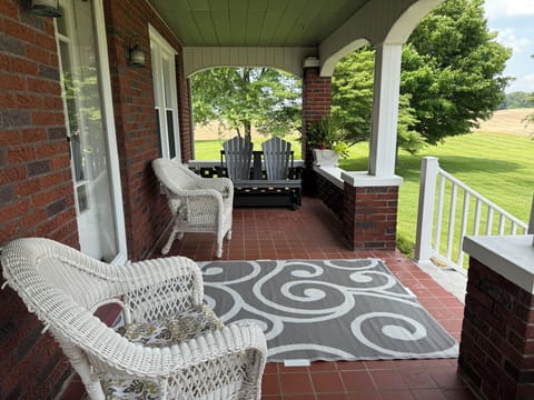 It’s porch weather at the homestead. Relax on the many outside porches and patio