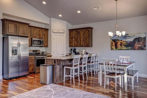 Dining table and counter seating for 10 people