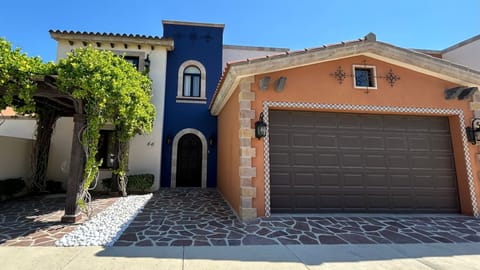 Garage and street parking. 
1 parking spot for a golf cart or off road vehicle