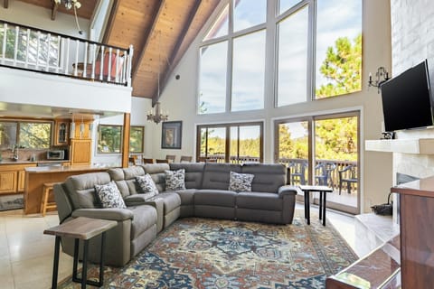 Soaring ceilings and expansive windows.