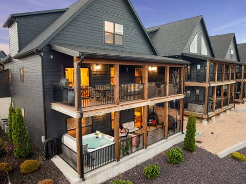 Now let's step out onto the main level deck with dining and sitting areas for gathering and relaxing
