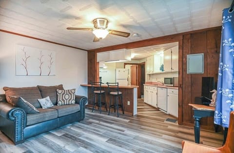 Entrance, and living room opens into kitchen