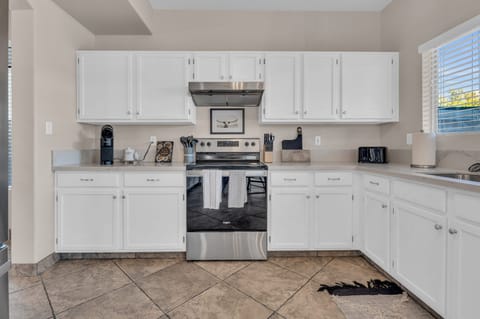 Updated, fully stocked kitchen