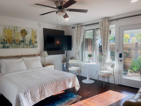 • A brand-new queen-size bed with premium linens