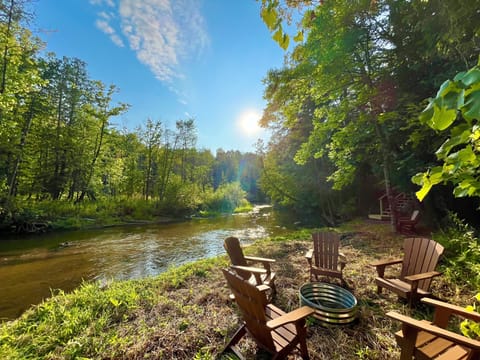 Relax, have a fire, launch a kayak or simply walk right into the river and fish!