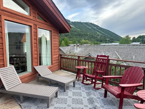 Private deck looking back to snow king mountain.