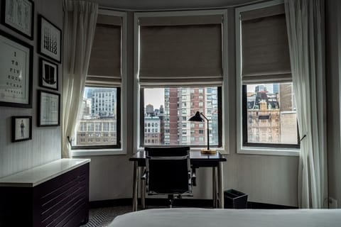 Settle in by bay windows and work with skyline views.