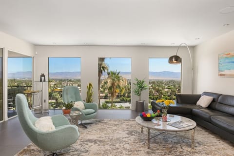 View of the Living Area, from the Den, looking out to the Coachella Valley