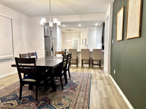 Table can condense for game nights.