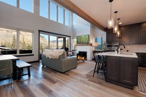 Main Living Space and Kitchen (TV and Gas Fireplace) - and awesome views