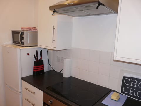 Fridge/Freezer, microwave, over and induction hob