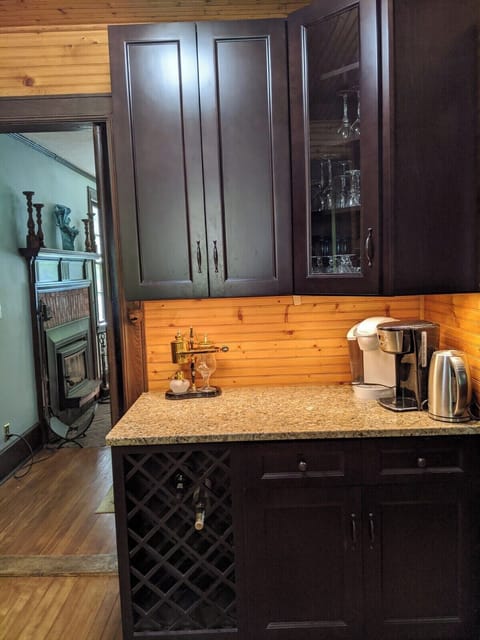 Coffee bar leading into the dining room