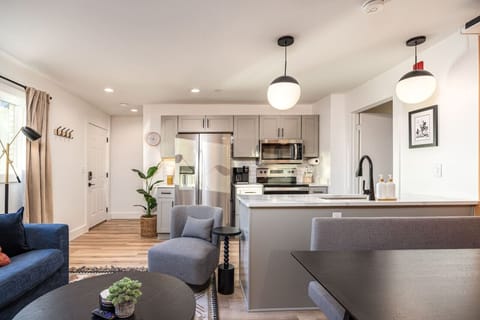 Well-appointed condo with modern finishes, Smart TVs, and all the supplies you'll need in a central location.