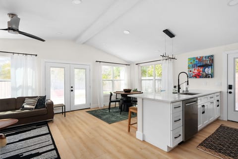 Our kitchen comes equipped with all the basic cooking utensils, dishes, and modern appliances you need to whip up delicious meals