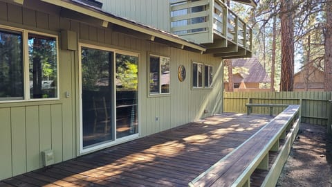 Large deck with Weber grill and hot tub